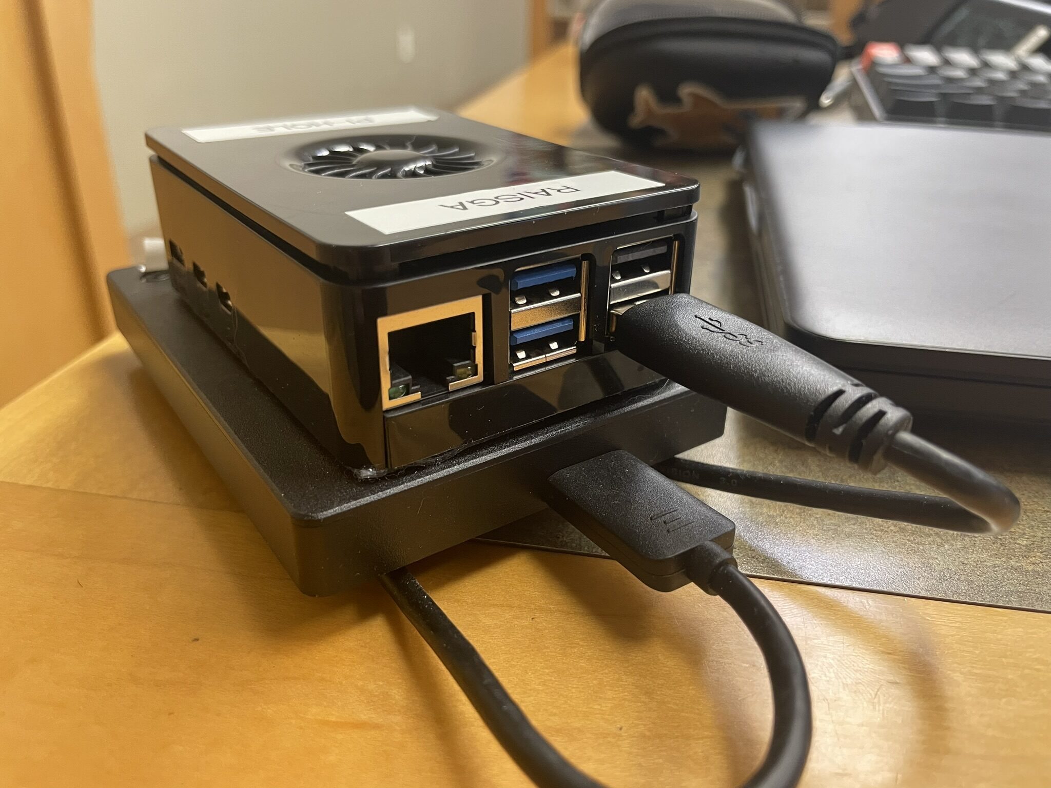 USB hard drive connected to the Pi