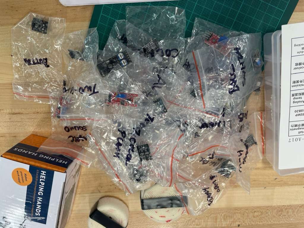Sensors organized in labeled bags